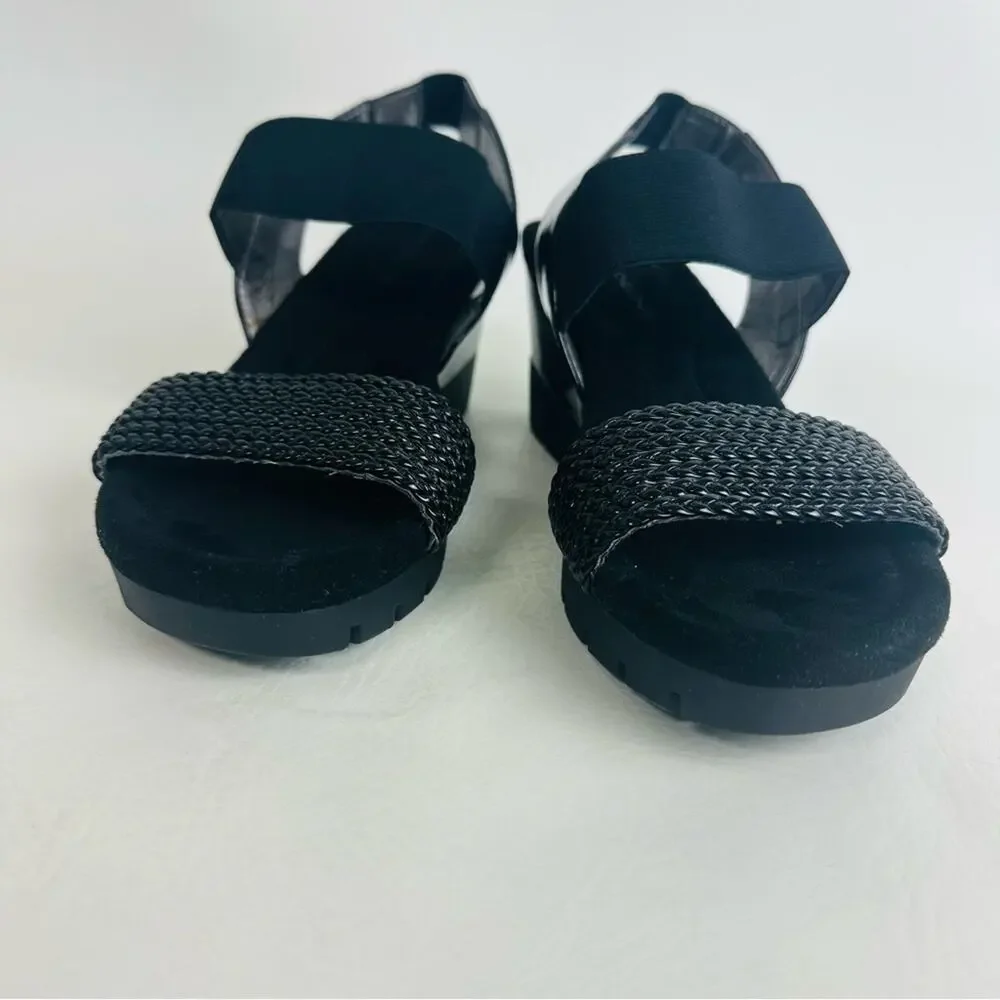 Bandolino Womens Sandals Shoes Black Wedge Slip On‎ Open Toe Size 8.5